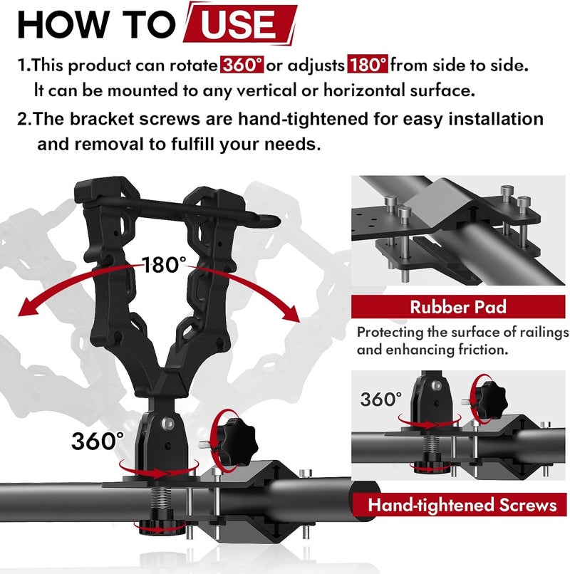 Lonsda Upgraded Double ATV / UTV Gun Rack, Hunting Tool Holder Mount Compatible with UTV / ATV / Golf Cart / Bicycle, Holding Gun Bow Hunting Tool Shovel Hoe Sickle - Image 4